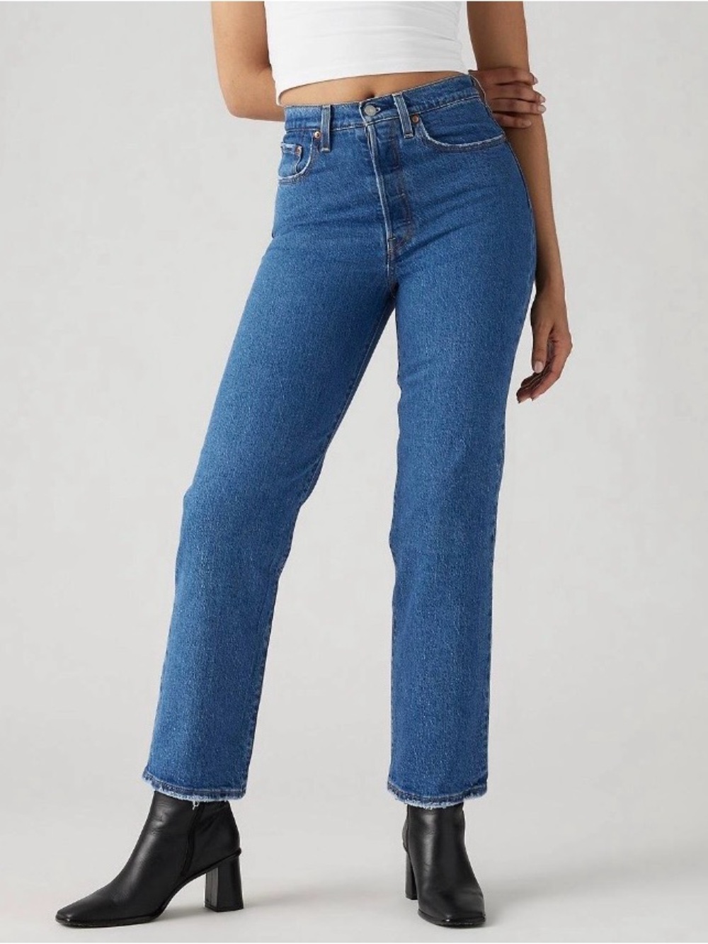 Levi’s Premium Ribcage Straight Ankle Jeans High Rise Indigo Size 27 26”
